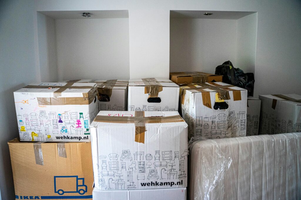 ways to decluttering such as packing everything into boxes