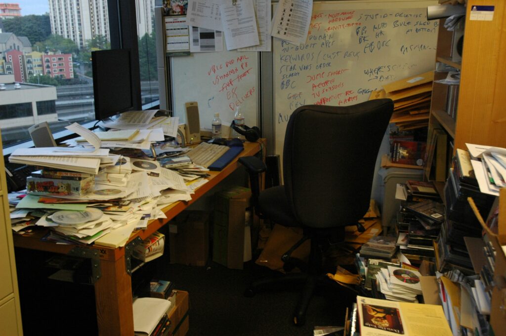 disorganized study office