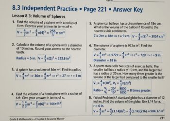 8.3 Independent Practice Page 221 Answer Key